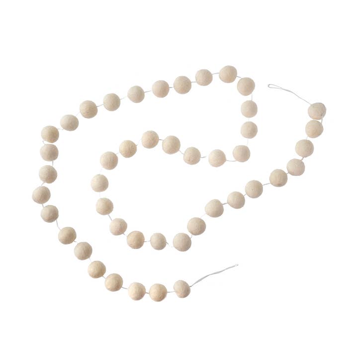 Indaba Trading - Vente Fanion/guirlande - Guirlande de pompons en feutre, blanche0