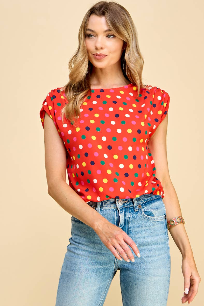 IST1293A Eos Polkadot Blouse Orange for wholesale on Faire4