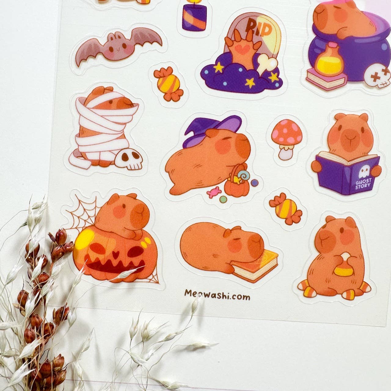 Meowashi Studio - Wholesale Sticker - Halloween Capybara Clear Sticker Sheet3