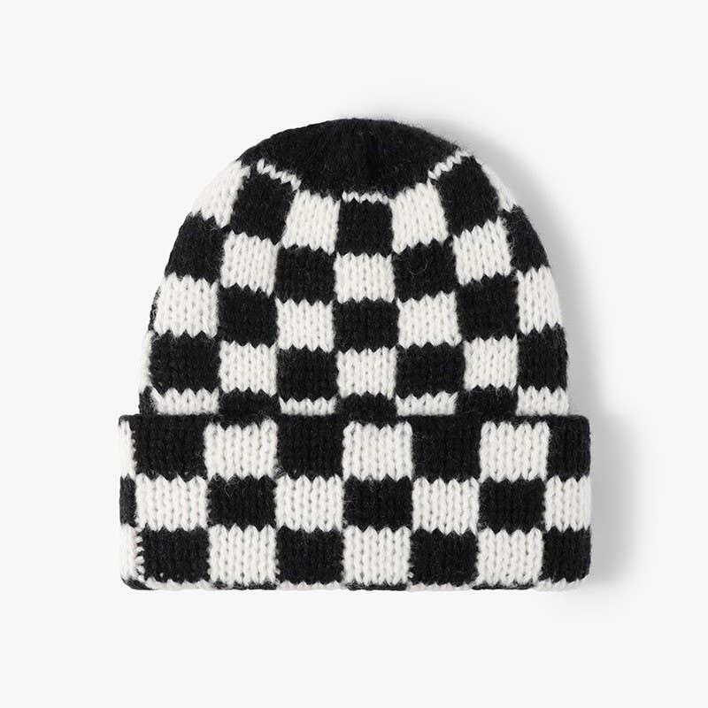 JOSSLYN by wall to wall - Wholesale Beanie - Women's - CHECKER SOFT PLUSH BEANIE HAT | 40BN9170