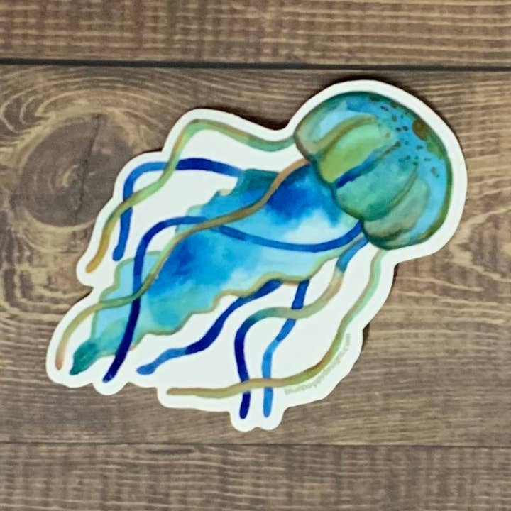 Adesivi in vinile con design a forma di medusa per la vendita all'ingrosso da parte di Blue Poppy Designs