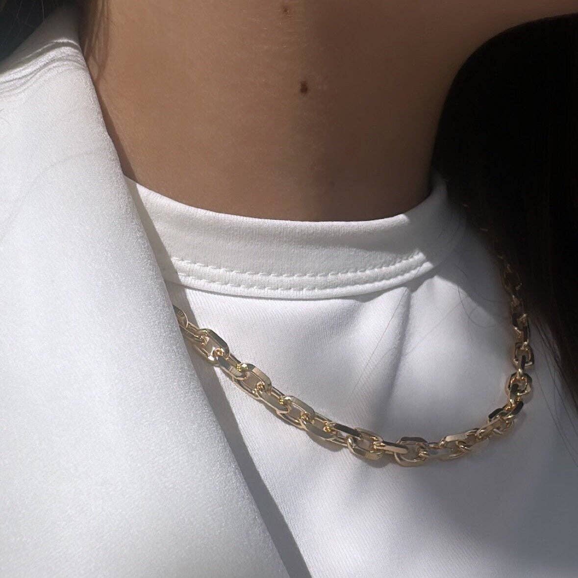 Milie - Wholesale Jewelry Set - 18k GF Chunky 6 mm Cable Link Paper Clip Set3