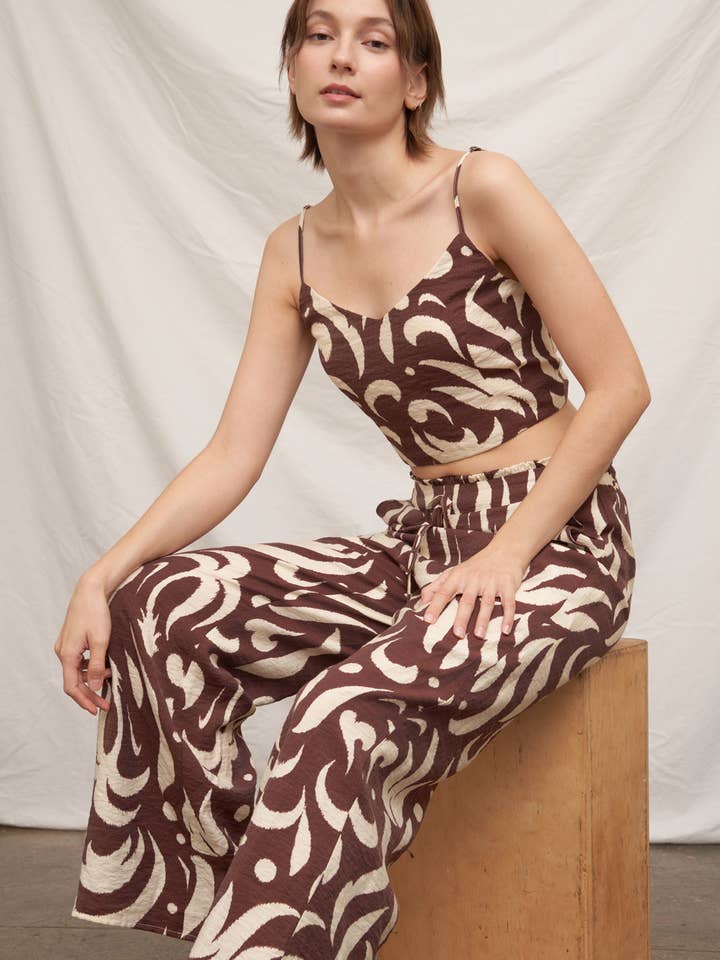 Printed Crop Top and Pants Set for wholesale by En Crème