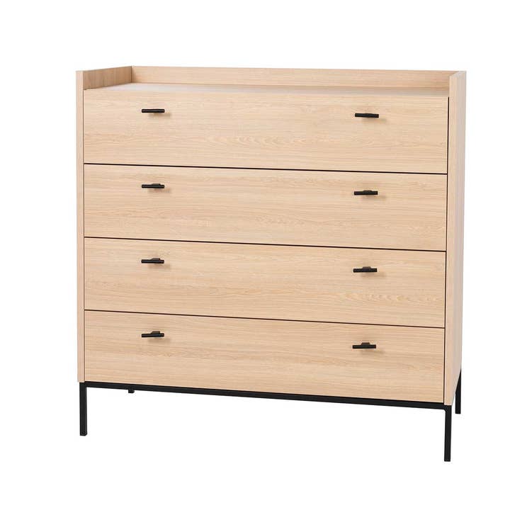 Gdeco - Wholesale Bedroom Furniture - Commode with 4 Drawers. Melamine 19 Mm Oak.
