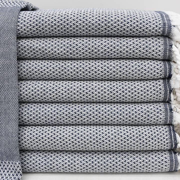 Asciugamano da spa, Peshtemal morbido, Asciugamano da bagno blu navy per la vendita all'ingrosso da parte di Organic Turkish Towels