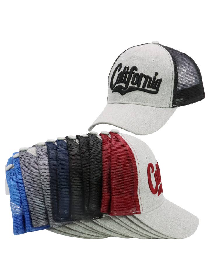 California Logo Gemêleerde Voorkant Truckerpet voor wholesale door Cap Zone