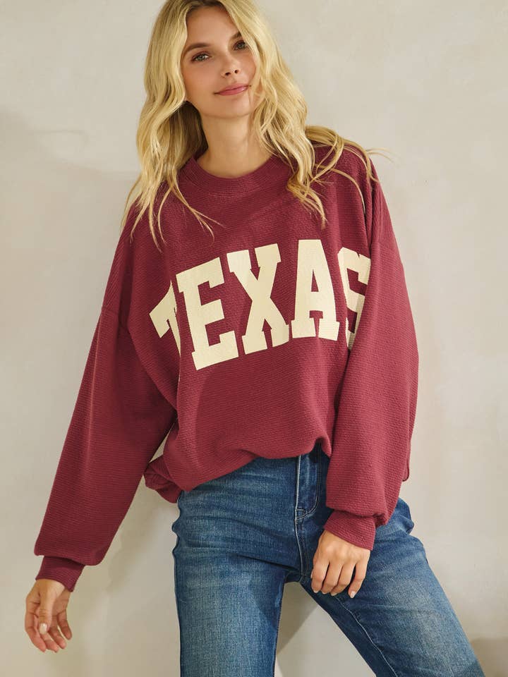 Tres Bien, Inc - Wholesale Knit Top - Women's - T-42092 "TEXAS" CLOUDY KNIT GRAPHIC LONG SLEEVE TOP7
