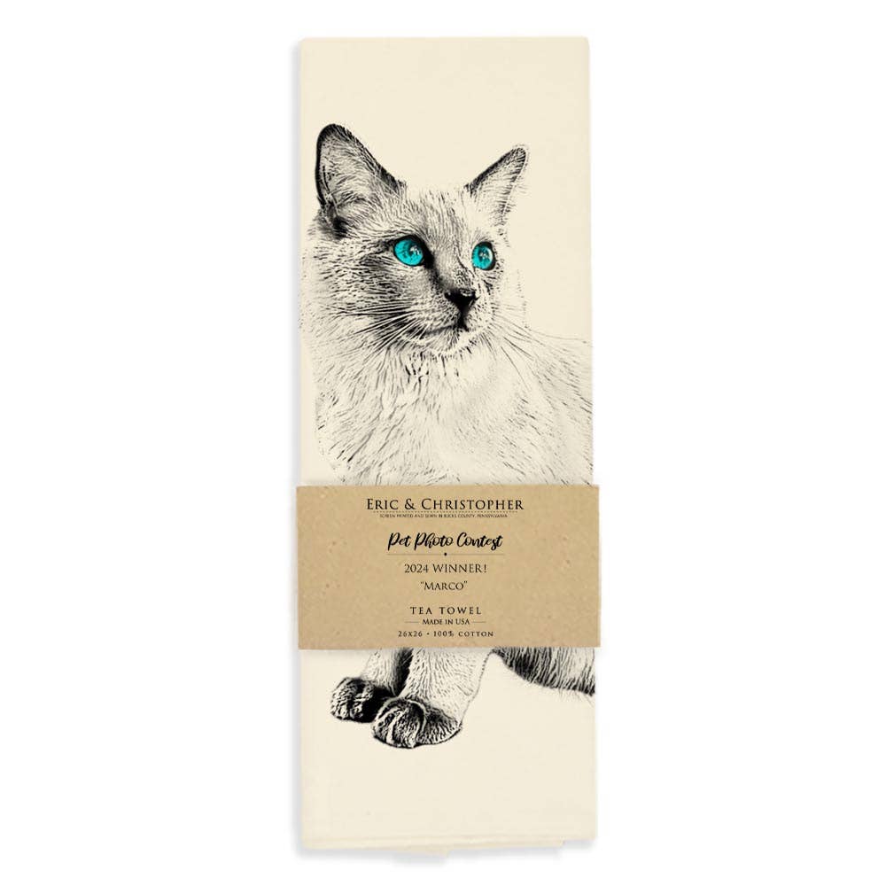 Eric & Christopher - Wholesale Tea Towel -  Cat Tea Towel - "Marco"2