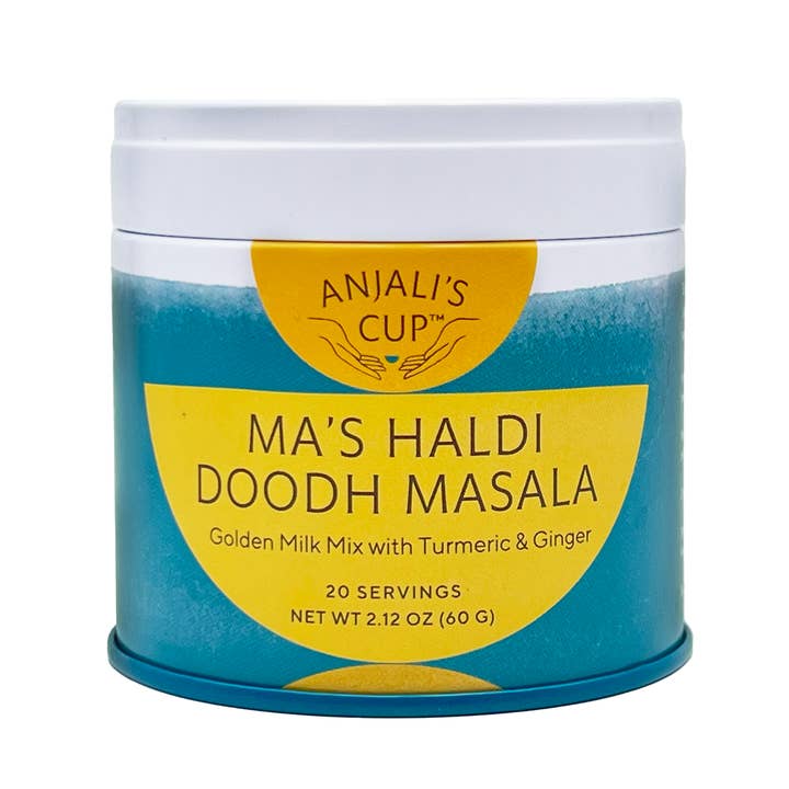 Ma’s Haldi Doodh Masala, 20 Drin Tin - Spicy Golden Milk Mix for wholesale by Anjali's Cup