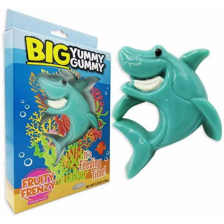 Foreign Candy Big Yummy Fruit Frenzy Shark Gummy 5.29 oz ct for wholesale by Long Island Candy Factory