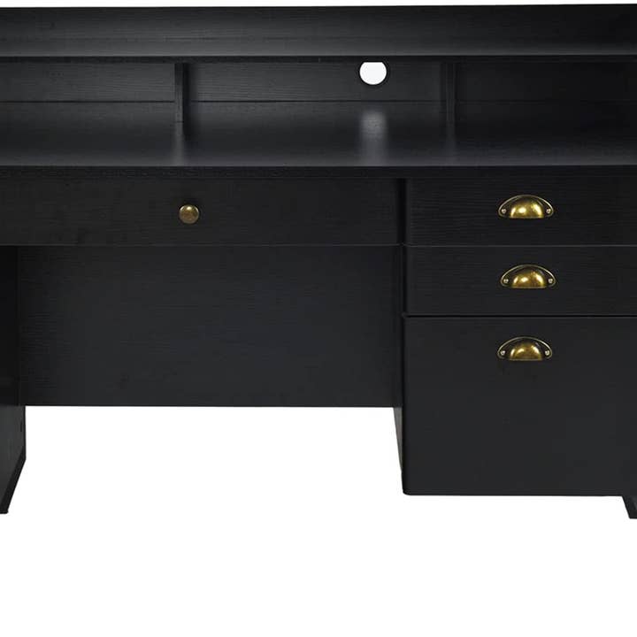 Matte Black Desk with Drawers and Hutch for wholesale on Faire