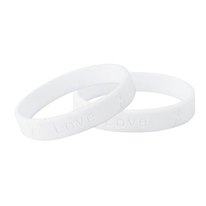 White Silicone Bracelets for wholesale by The Awareness Company