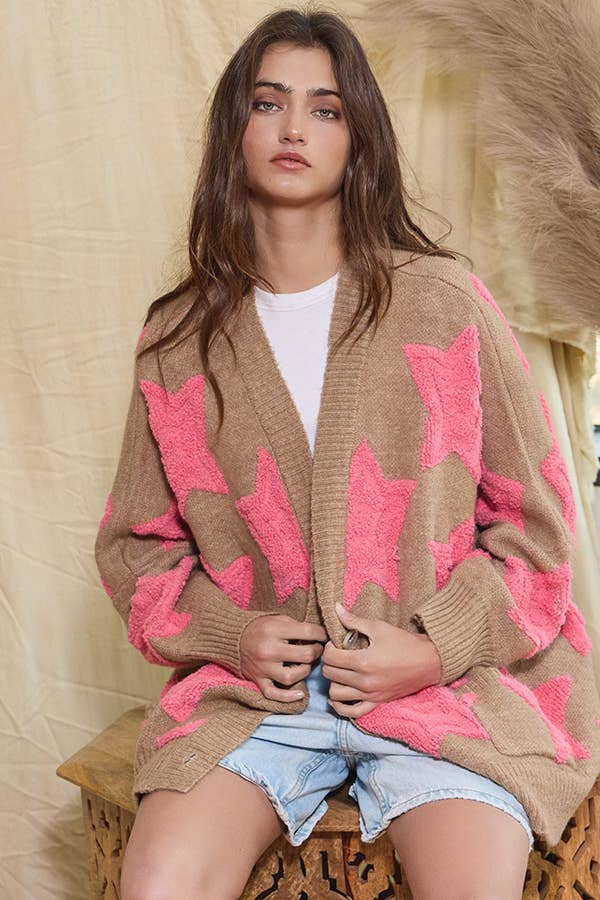 BUCKETLIST INC - Wholesale Cardigan - Women's - IT1670 Oversized Star Pullover Sweater Cardigan37