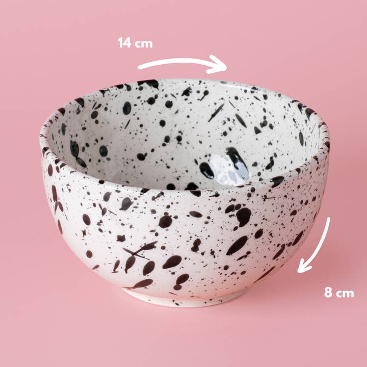 Alfar Tierra Cocida - Wholesale Bowl - Ceramic breakfast bowl Ø14 cm/Black and white GALAXIA