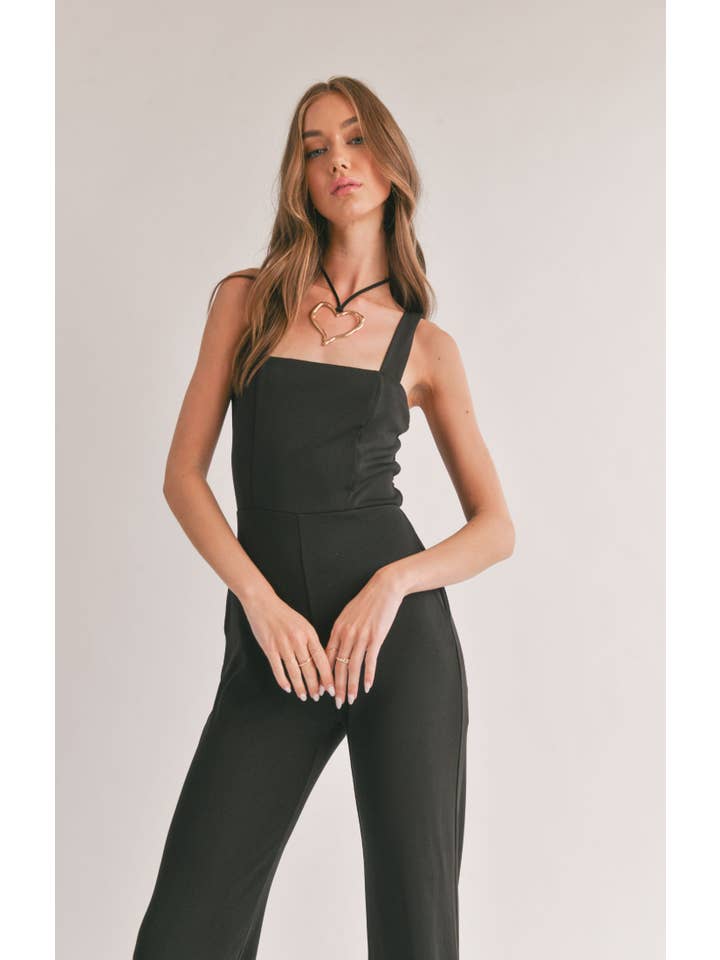 Sage The Label - Wholesale Jumpsuit - Women's - Icon Square Neck Jumpsuit: BLACK