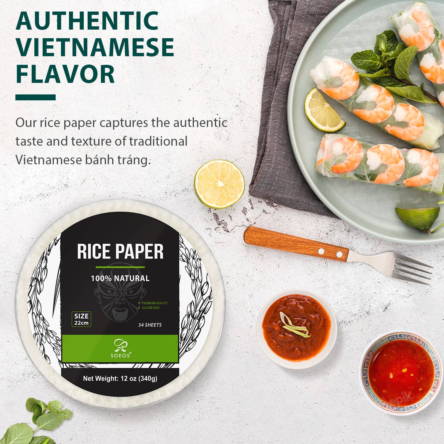 soeos - Wholesale Rice flour - Soeos Rice Paper, 1 Pack, 34 Sheets5