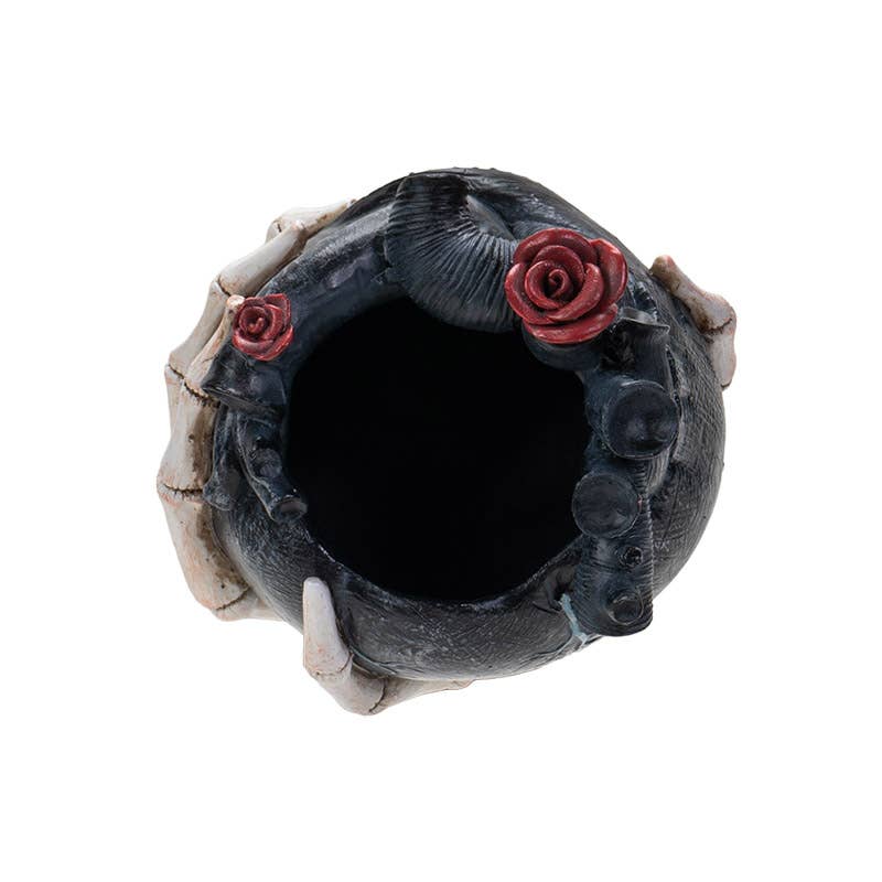 Pacific Trading - Wholesale Plant pot - Black Heart W/ Skull Hand Planter4