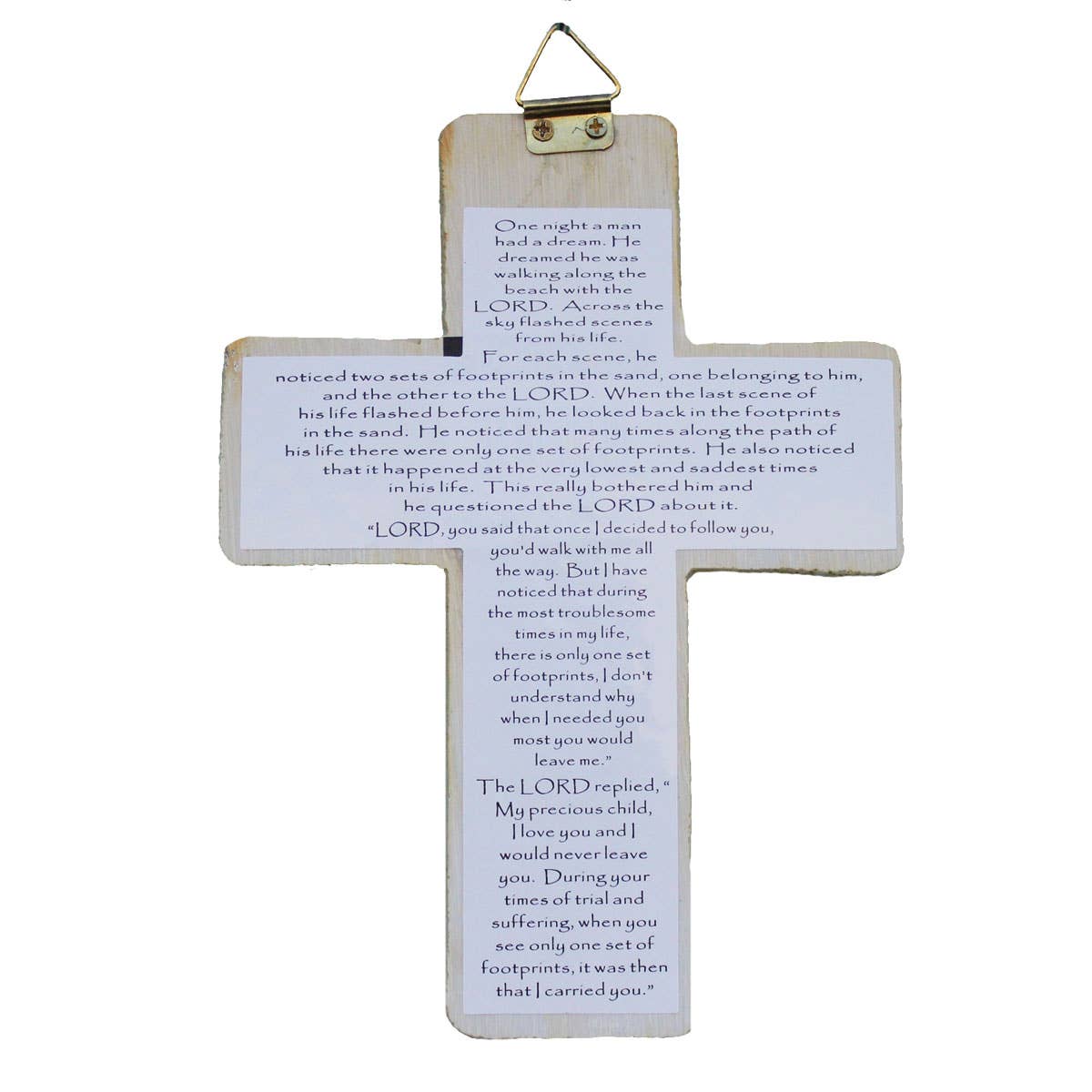 California Seashell Company - Wholesale Wall Cross - Footprints in the Sand - Cross with Poem1
