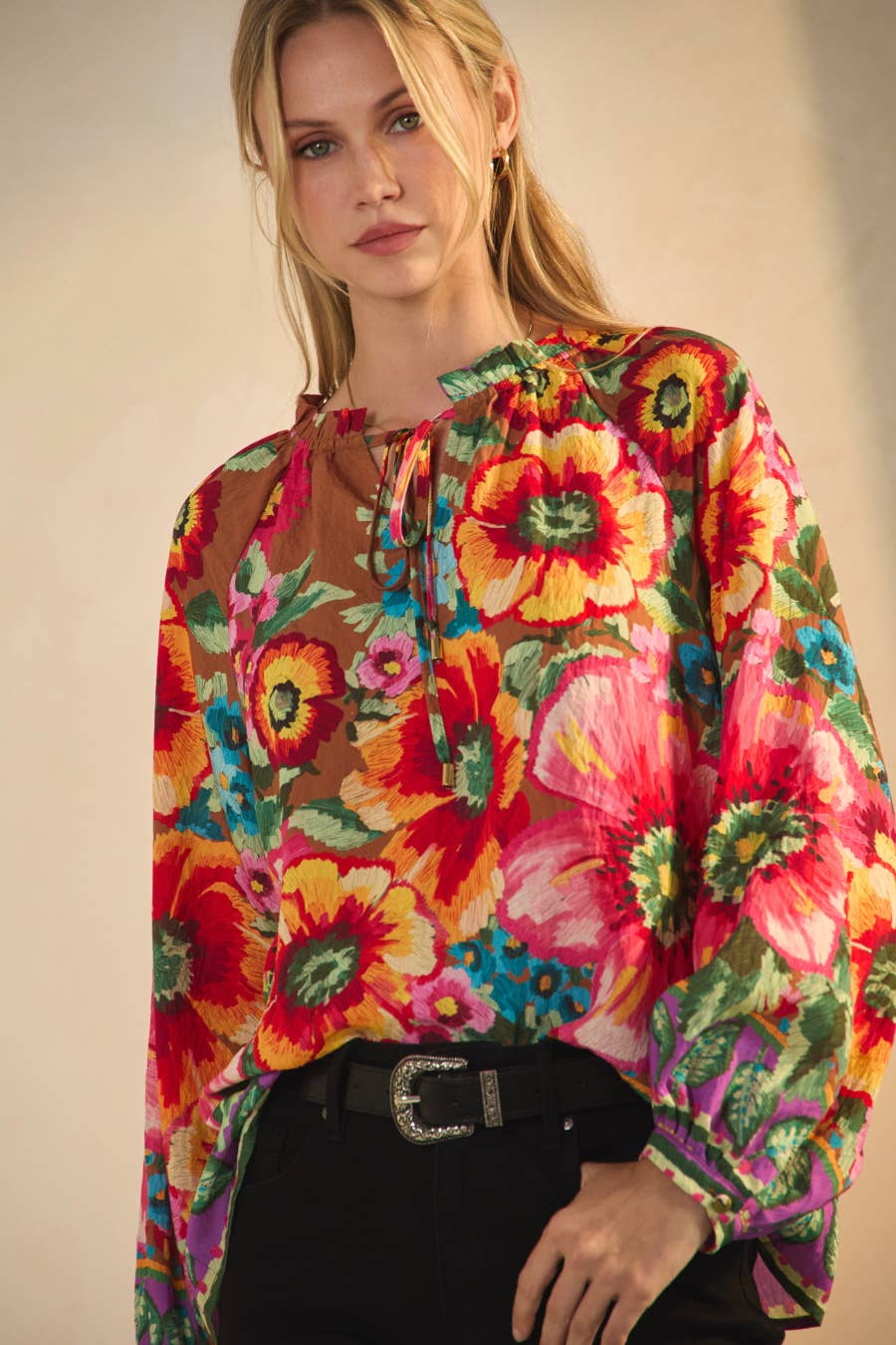 Oddi - Wholesale Blouse - Women's - Floral Border Printed Blouse5
