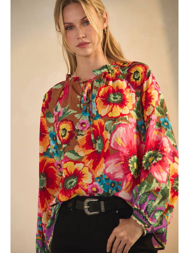 Oddi - Wholesale Blouse - Women's - Floral Border Printed Blouse5