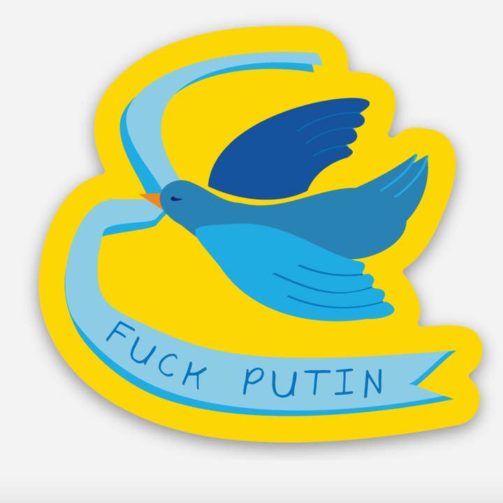 Putin Peace Dove Sticker for wholesale by Second Story Cards