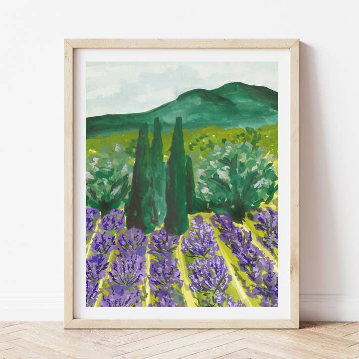 Lavender Fields Provence France Wall Art Print for wholesale by Emerald and Ivy Studios LLC