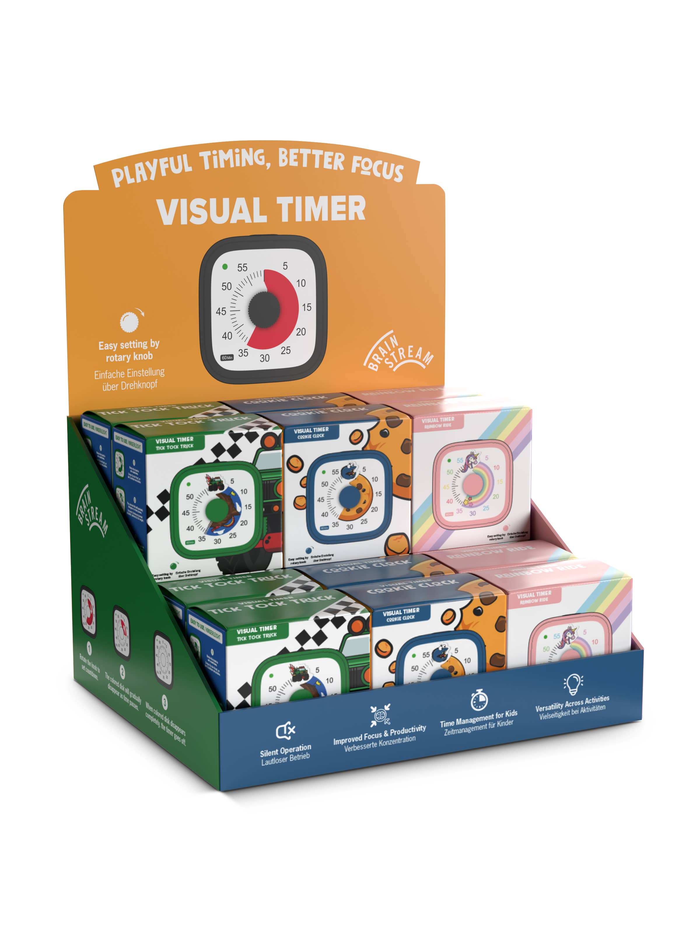 Brainstream - Vendita all'ingrosso Giocattolo a carica manuale - Bambini - Visualizza timer visivo