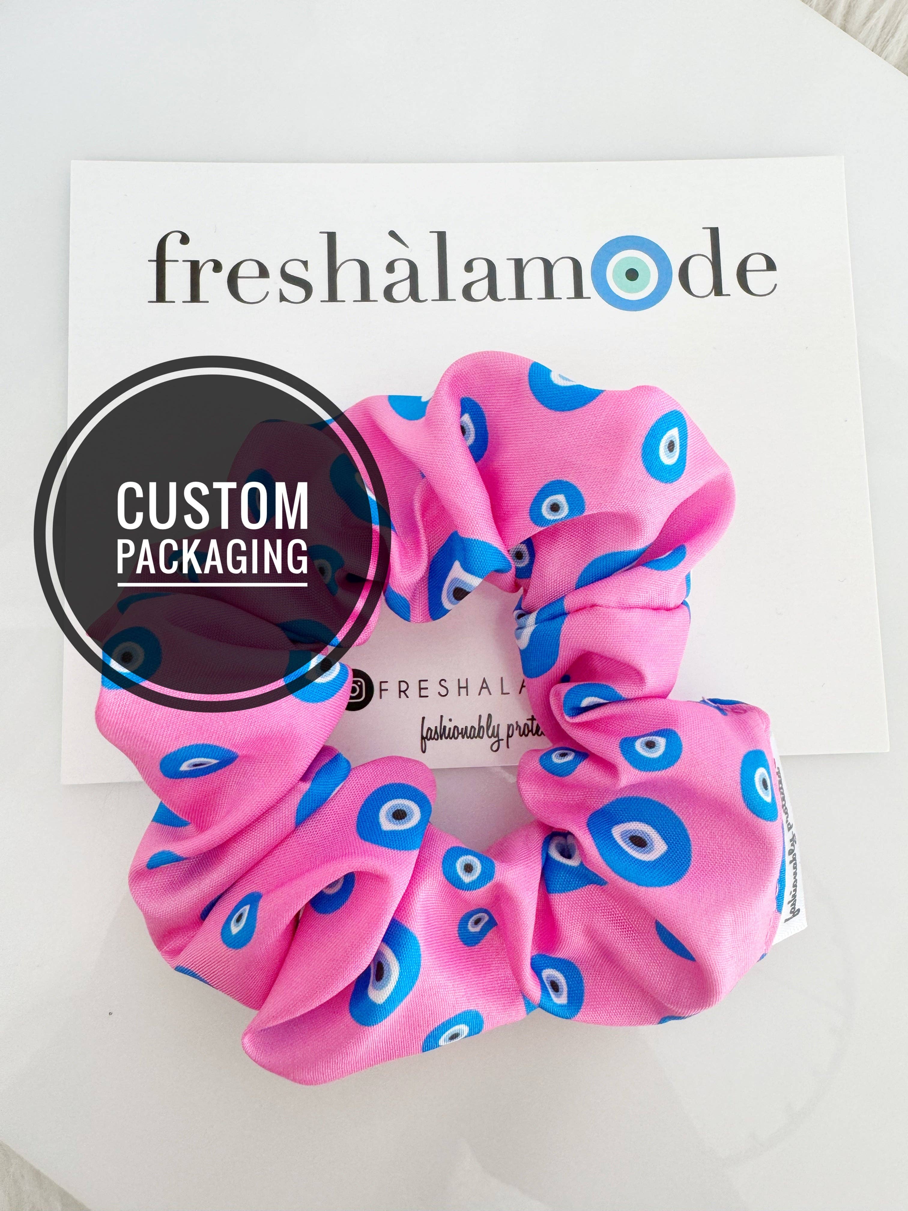 FRESHALAMODE / fashionably protected - Wholesale Scrunchie - Dames - Roze Boze Oog Oversized Haarelastiek Scrunchie Cadeau5