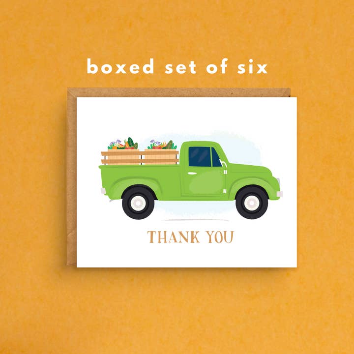 Thank You – Vintage Green Truck | Boxed set of 6 for wholesale by Nicole Marie Paperie