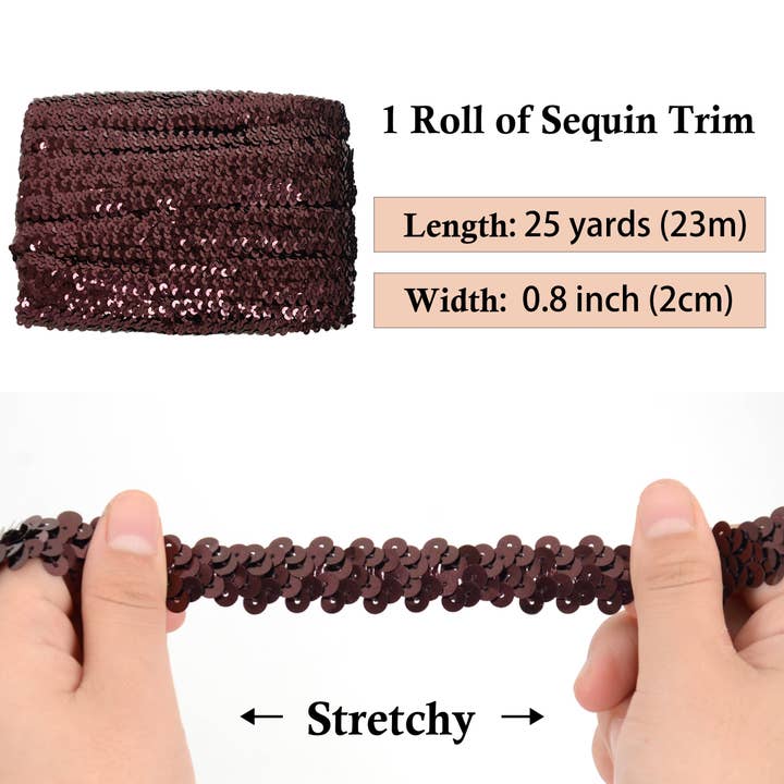 AK Brand - Wholesale Ribbon – Gift wrapping - Elastic Sequin Trim 0.8 Inch Glitter Paillette Ribbon13