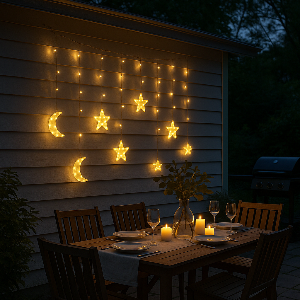 WYW - Wholesale String Lights - 11.5ft Solar Moon Star String Light Warm Color Curtain Garde7