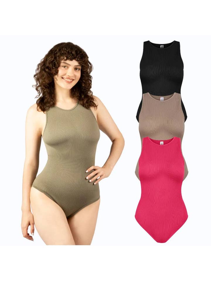 Under Control - Wholesale Bodysuit - Women's - Change | 3 Piece Women's Dailywear Bodysuit with Comfortable Top, Sleeveless, Soft Nylon, Crew Neck, Round Neck, Minimalist Style2