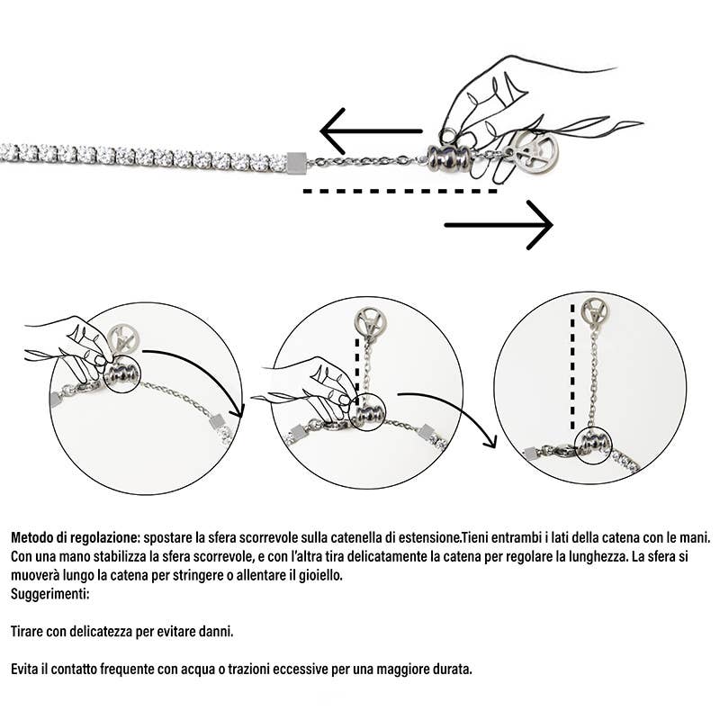 AMORINO SRL - Vendita all'ingrosso Collane a catena e maglie - COLLANA TENNIS REGOLABILE CON CURSORE - JN25108C1833