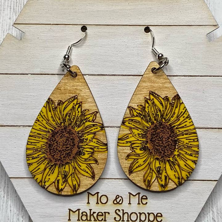 Sunflower Dangle Earrings for wholesale by Mo & Me Maker Shoppe, LLC
