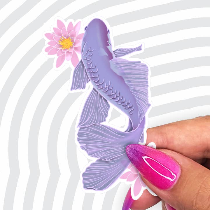 Pastel Koi with Water Lilies 3" Sticker for wholesale by AK Project Unicorn