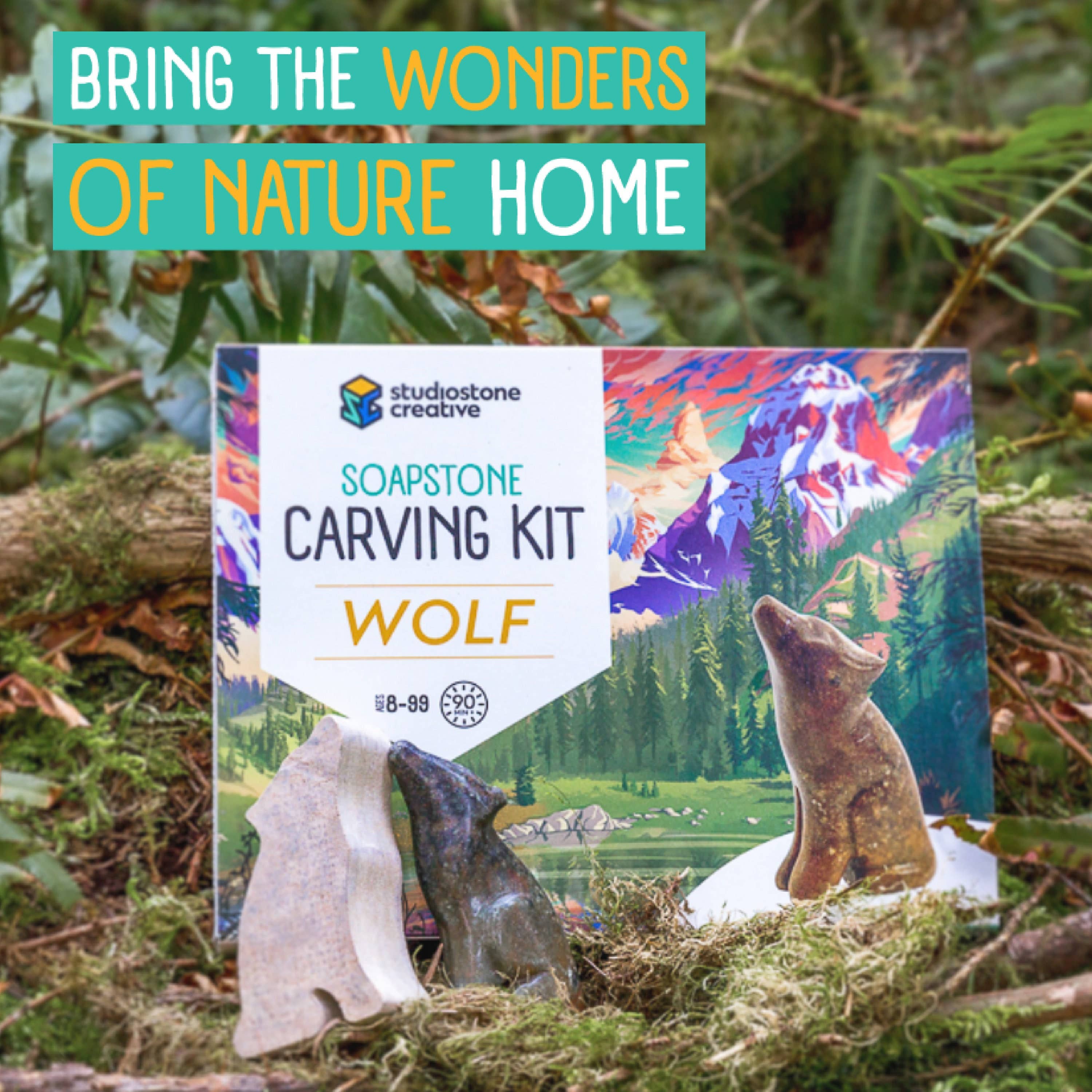 Studiostone Creative - Vente Kit de bricolage – enfant - Kit de sculpture en stéatite loup9