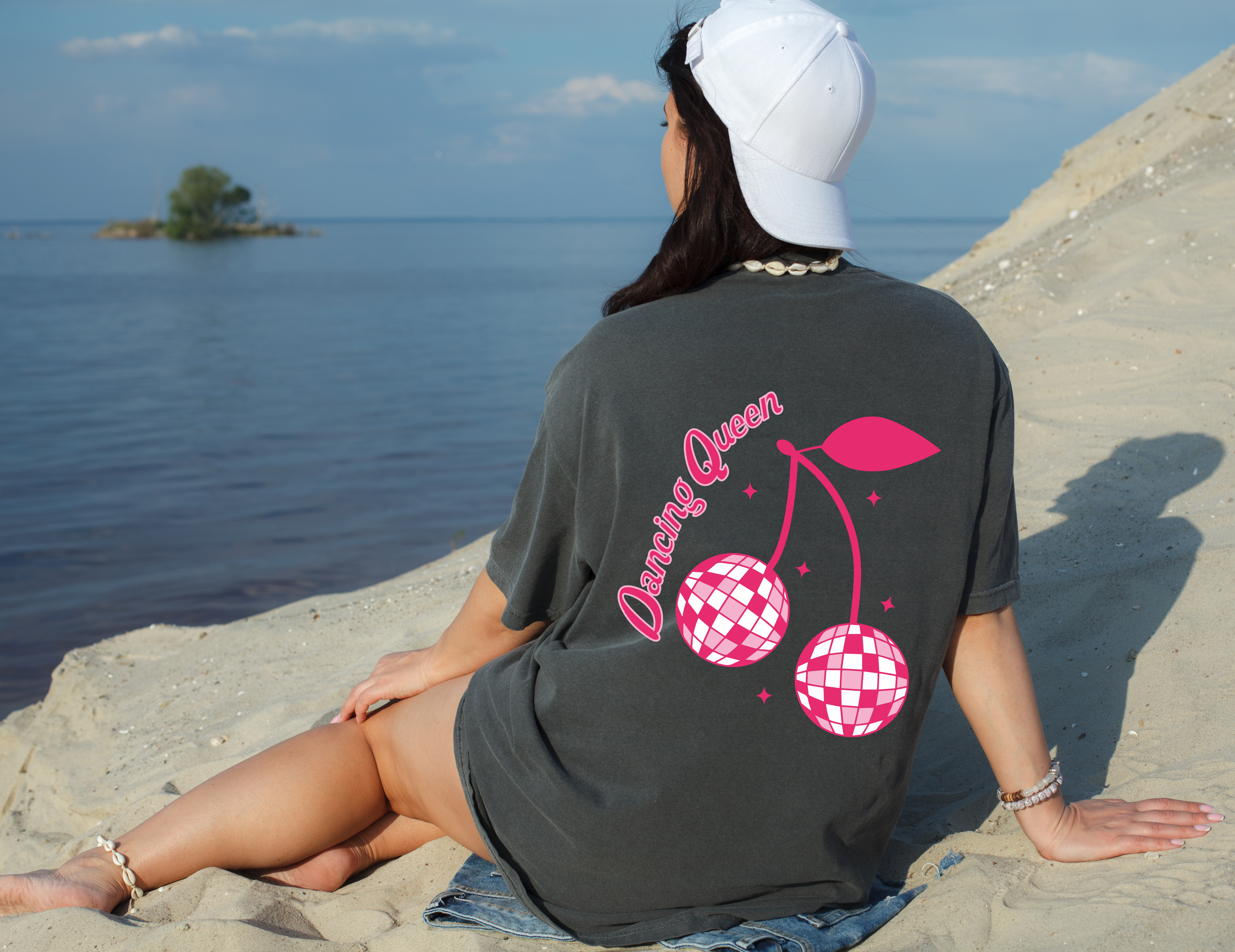 Lifestyle Outpost - Wholesale Screen Printed T-Shirt - Women's - Dancing Queen Disco Ball Cherry Oversized T Shirt0