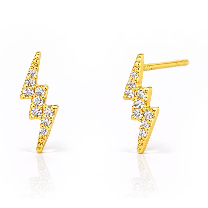 Pave Lightning Bolt Posts for wholesale by Tai Jewelry