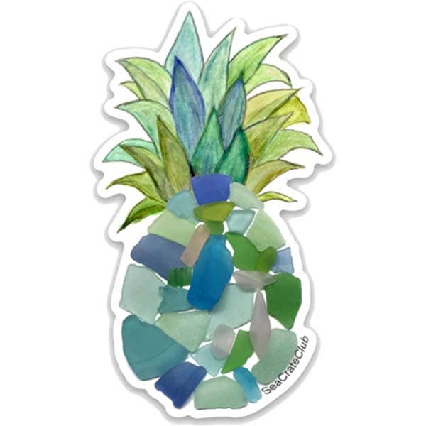 3" Sea Glass Pineapple Sticker for wholesale by B McVan Designs