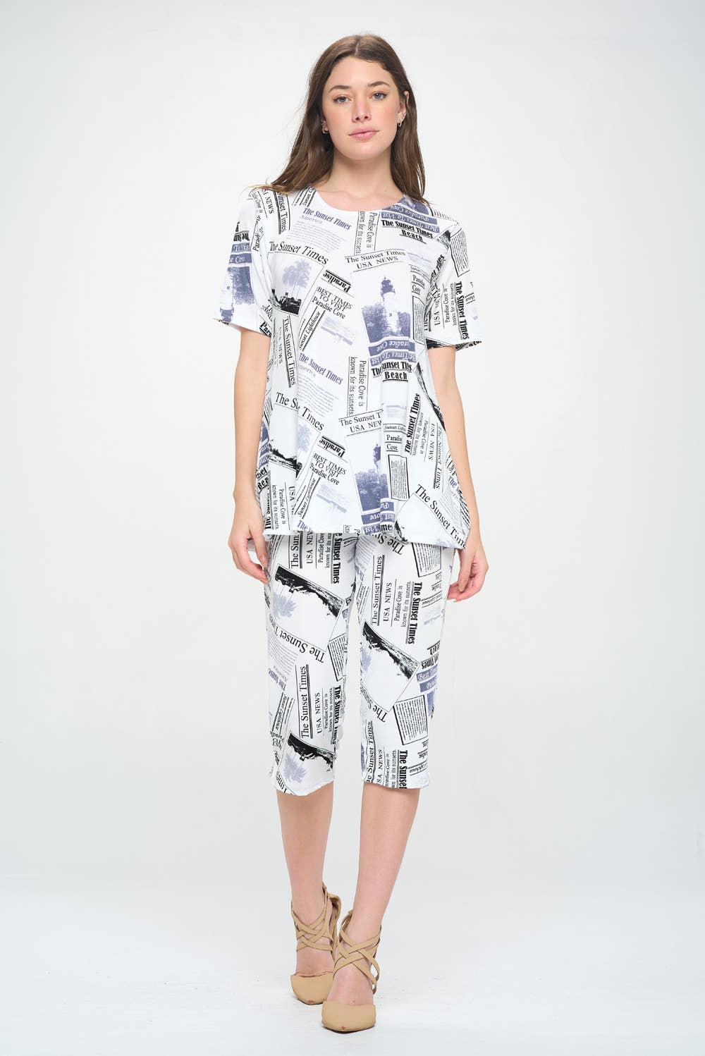 W White BNS Capri Pant Set - 9003BN-SRP1-W383 for wholesale on Faire1