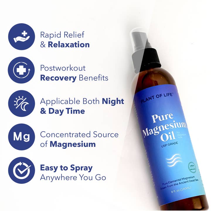 Plant of Life - Wholesale Pain Relief Spray/Cream - Magnesium Oil - Pure Elemental Magnesium - 8 oz / 240ml1