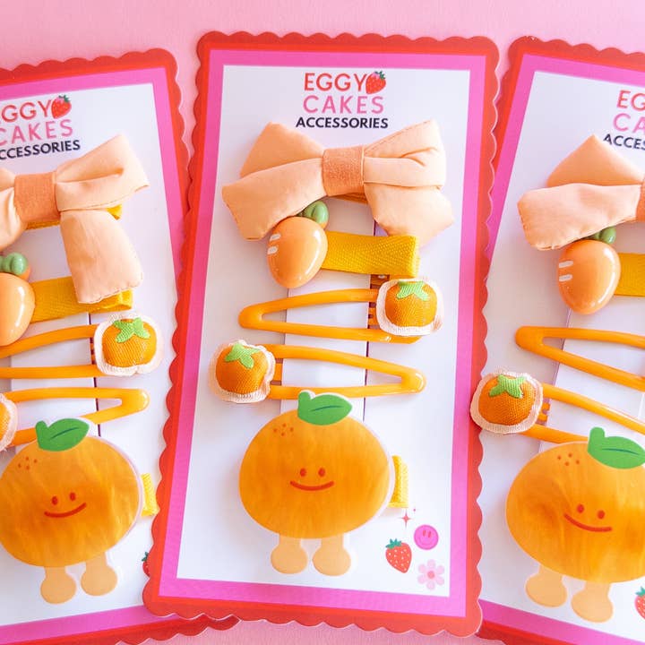 Eggy Cakes – Clips para cabelo - Criança por atacado – Conjunto Clementine com Laço Fofo