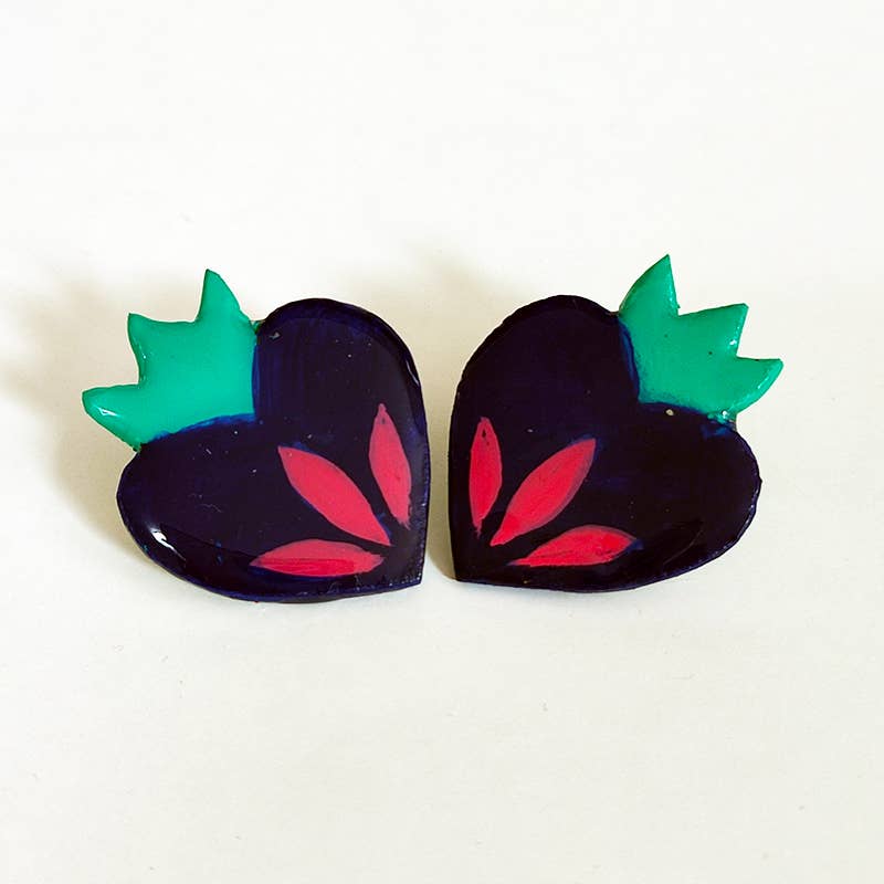 Chunchitos - Wholesale Stud/Post Earrings - Mexican hearts, blue, earrings, earring, milagro, milagrito0