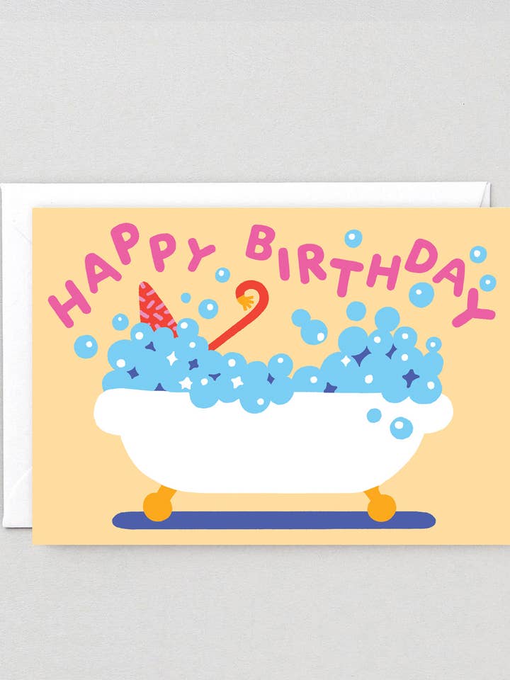 Carte de vœux de bain moussant d'anniversaire pour la vente par Wrap (US duties paid)