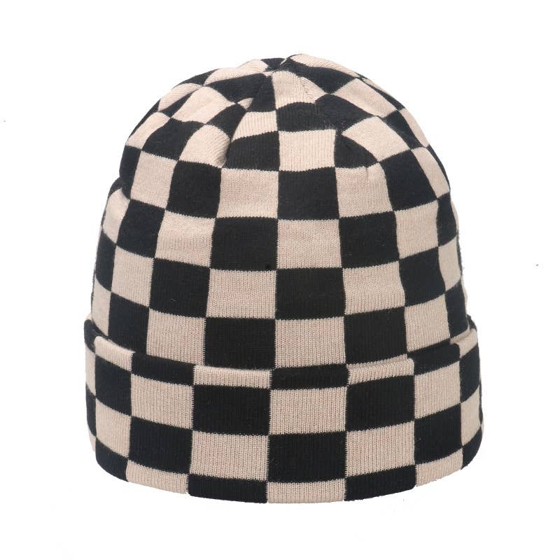 Comely Fashion - Wholesale Beanie - Women's - Checked Plaid Pattern Knitting Beanie Hat4