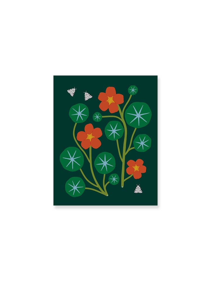 Nasturtiums + Moths Art Print 8x10" for wholesale by Christine Witmore