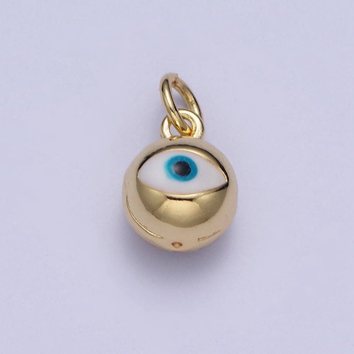 14K Gold Filled Jingle Bell Blue, White Evil Eye Charm of Bell for Amulet Jewelry Making | X-196 X-197 for wholesale on Faire1