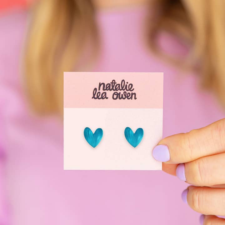 Natalie Lea Owen – Handmade Jewellery & Greeting Cards - Wholesale Stud/Post Earrings - Heart Stud Earrings Colourful Jewellery Mother's Day Gift9
