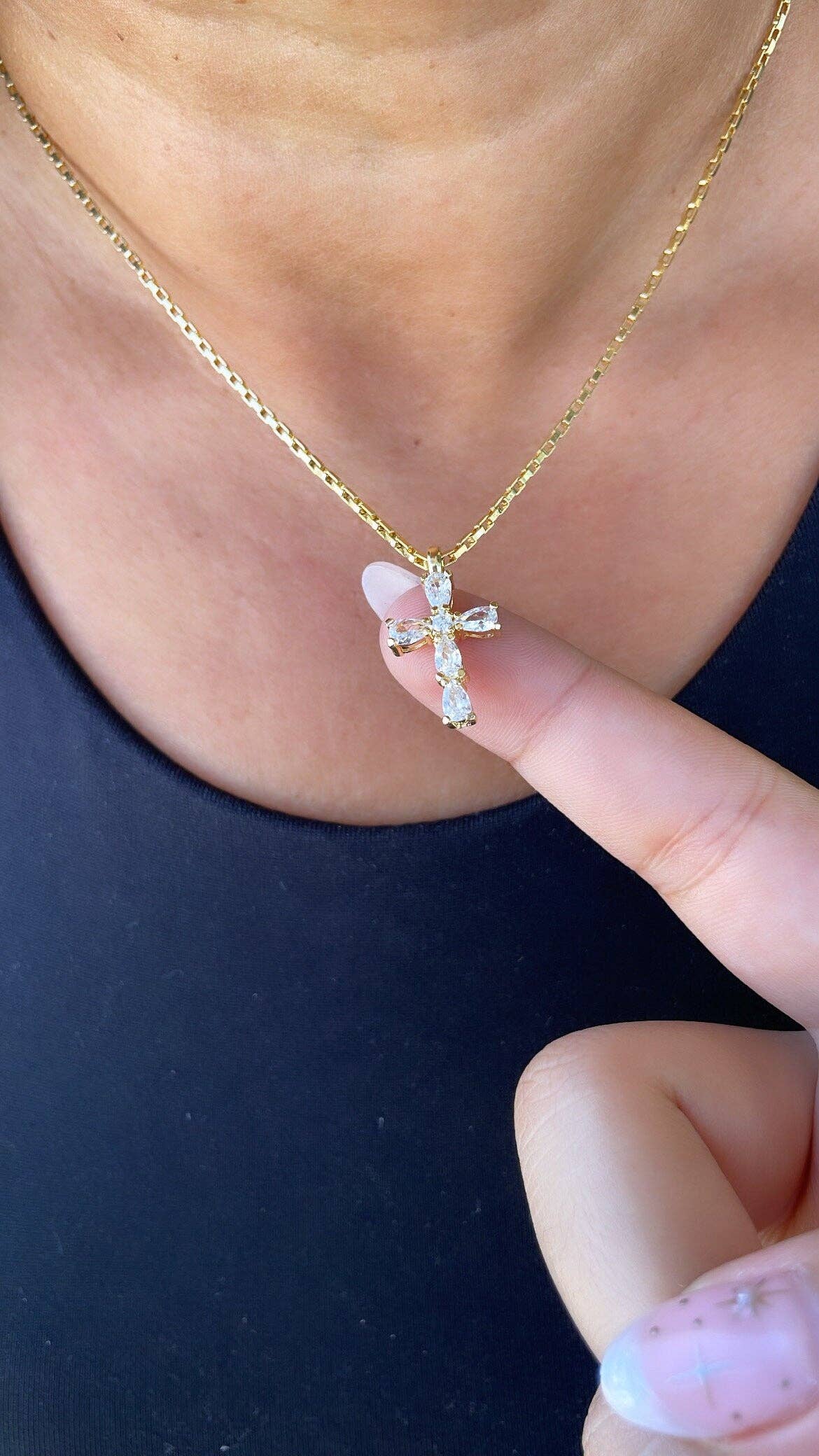 Milie - Wholesale Jewelry Set - 18k GF Dainty Cz Cross with Various Stones4