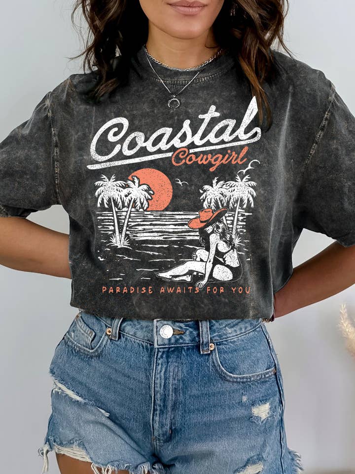 BT1974 MT COASTAL COWGIRL - Coupe décontractée délavée aux minéraux pour la vente par BouTeeQue Closet